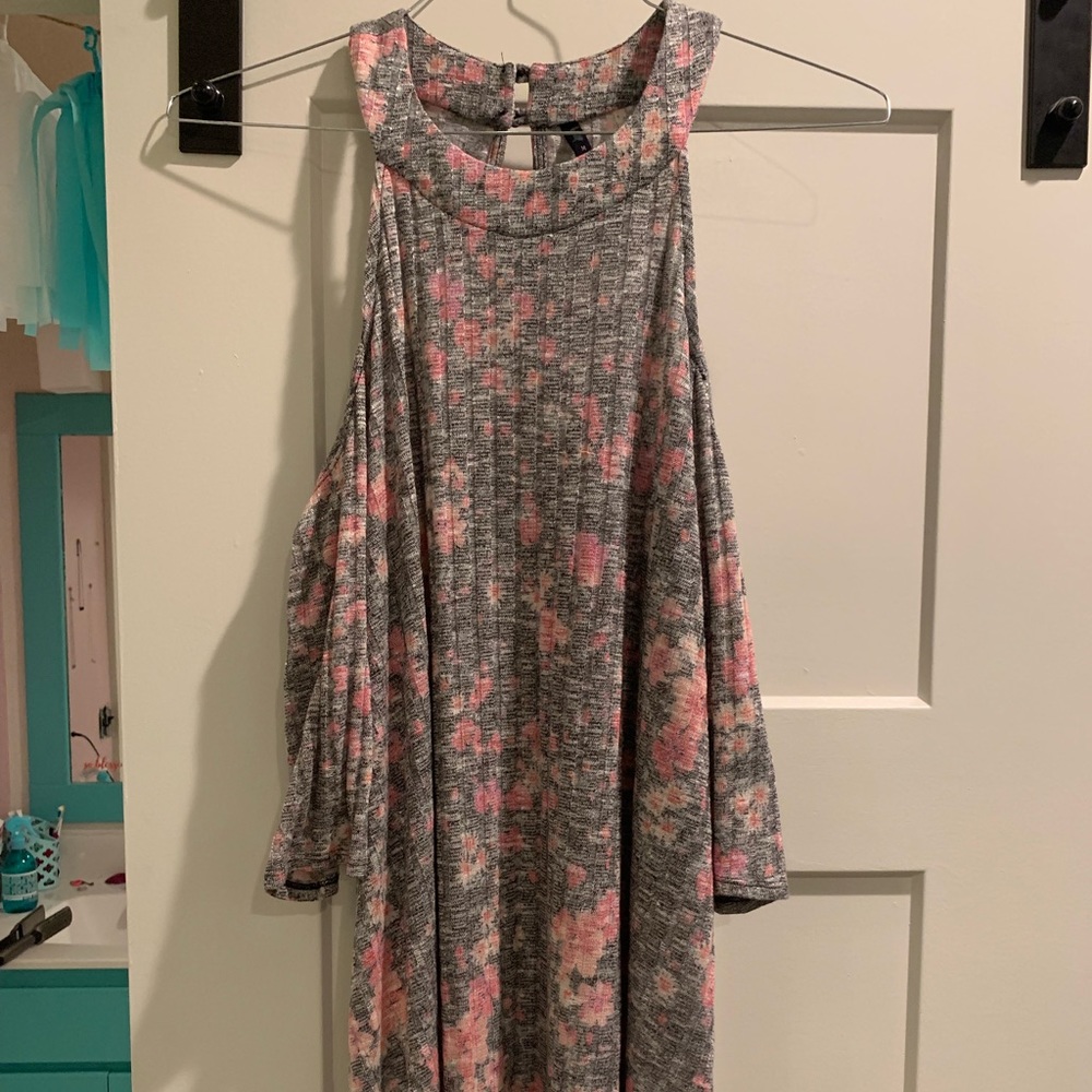 Pink floral off the shoulder dress